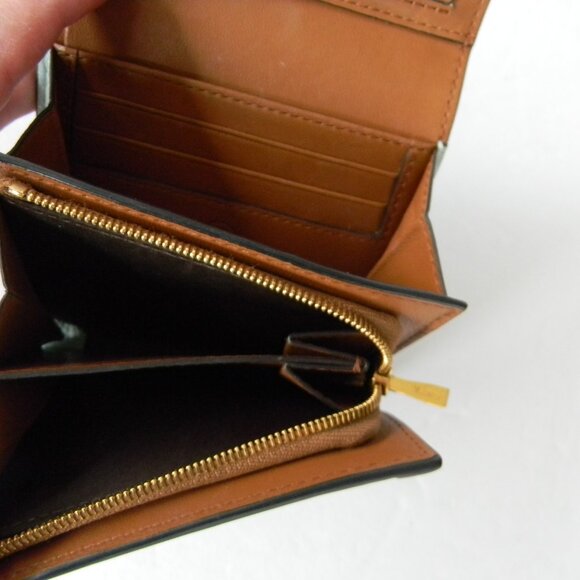 MULBERRY ENGLAND PEBBLE LEATHER BIFOLD WALLET LIGHT BLUE/GREEN  W/BOX - Picture 4 of 10